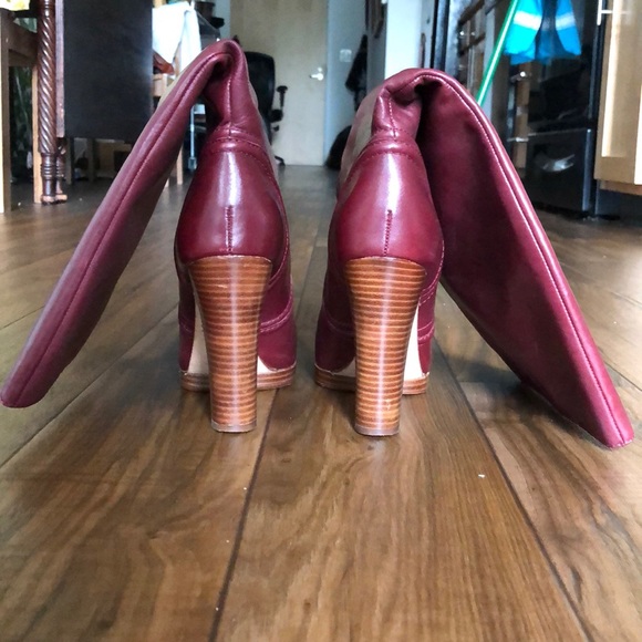 Michael Kors Leather Boots Burgundy High-Heels - Picture 3 of 8